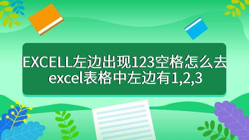 EXCELL左边出现123空格怎么去